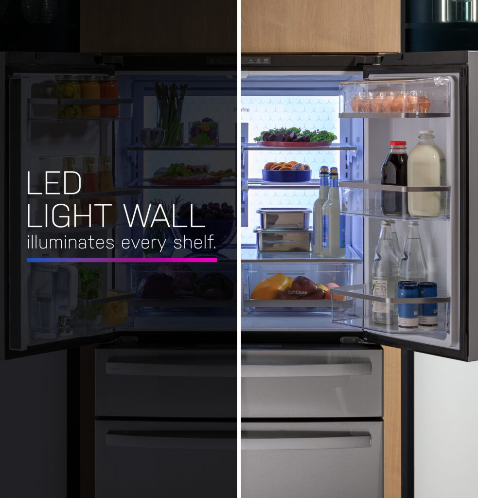 The LED Light Wall lighting up the whole refrigerator 