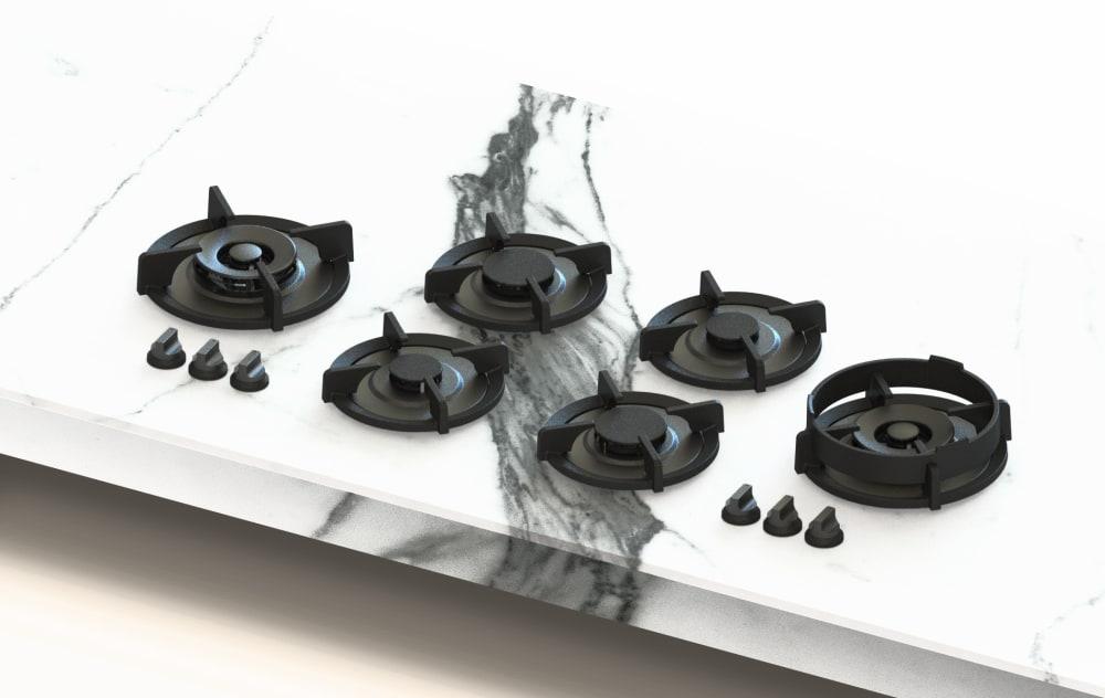 Pitt FOESSA 45 Inch Gas Cooktop with 6 Burners, 66,000 BTU, Flame Protection, and Wok Ring!